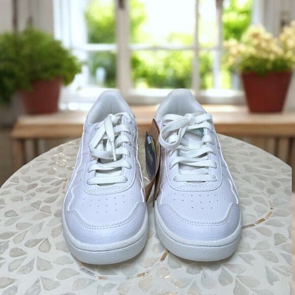 ASICS Japan S Women’s 6 White Leather Iridescent Heel 1202A292-100 NIB - Picture 7 of 10